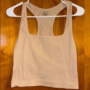 Rue21 Tan Ribbed Sleeveless Top. Square Neckline
